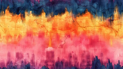 Fototapeta premium Vibrant tie-dye shibori design. Hand-drawn boho batik pattern. Contemporary batik wallpaper. Watercolor print for clothing.