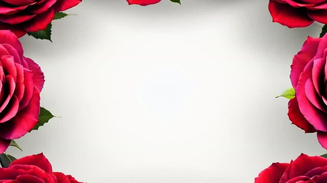 Crimson Rose Frame: Elegant red roses create a captivating border, perfect for invitations, greeting cards, or romantic designs.  The soft white background provides a clean, versatile canvas.