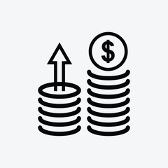 Money growth icon vector 