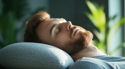 Resting Employee Enjoys Comfort of Ergonomic Desk Pillow in Workspace