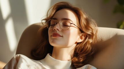 Thoughtful Woman Gazing at Bright Screen in Contemplative Pose
