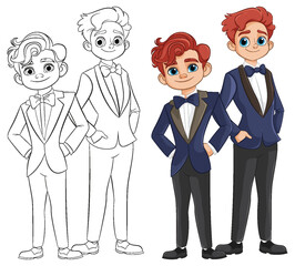 Elegant Characters in Tuxedos