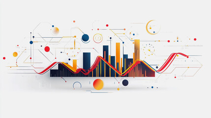 Abstract white background with Colorful charts and graphs with statistics to innovative analyze business potential and forecast future development of companies growth.