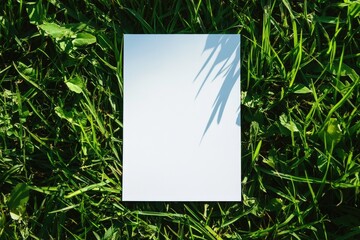 A white piece of paper is on the grass
