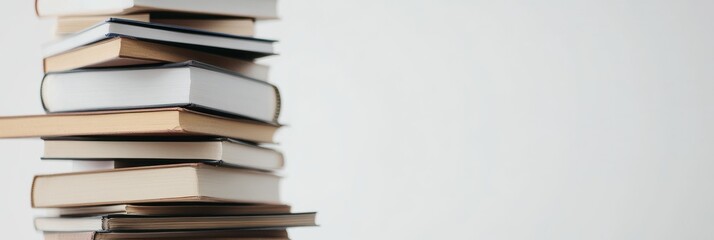 A simple yet evocative image of a stack of books against a plain white background, representing knowledge, education, and the timeless love for reading and learning.