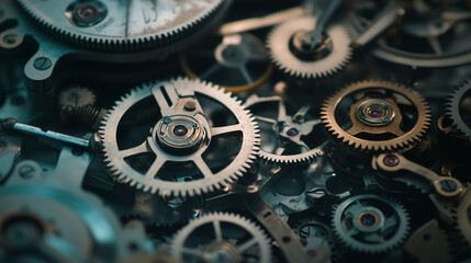 Intricate dismantled mechanical watch with detailed gears and springs on dark background, symbolizing precision and complexity in teardown analysis.