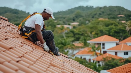 Rooftop Resilience: Skilled Craftsman Ensures Safety and Longevity in Mediterranean Tile Roof Maintenance