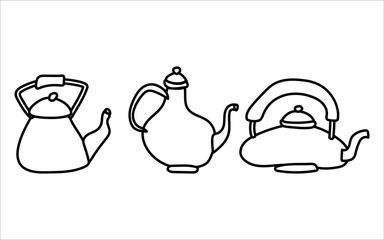 Hand-Drawn Coloring Collection Cozy Teapot of Vector Illustrations
