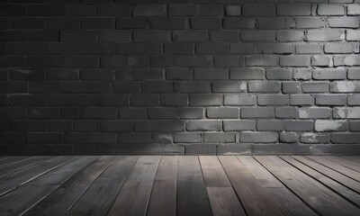 Fototapeta premium Shadowed Brick Wall and Wooden Floor Texture