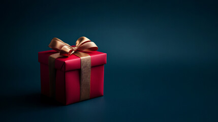 Obraz premium 赤色にゴールドのリボンをかけたプレゼントの箱