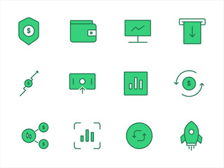 Investment color icons set vector illustration