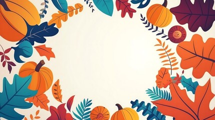 Autumn's Vibrant Embrace: A Whimsical Frame of Seasonal Splendor and Harvest Bounty