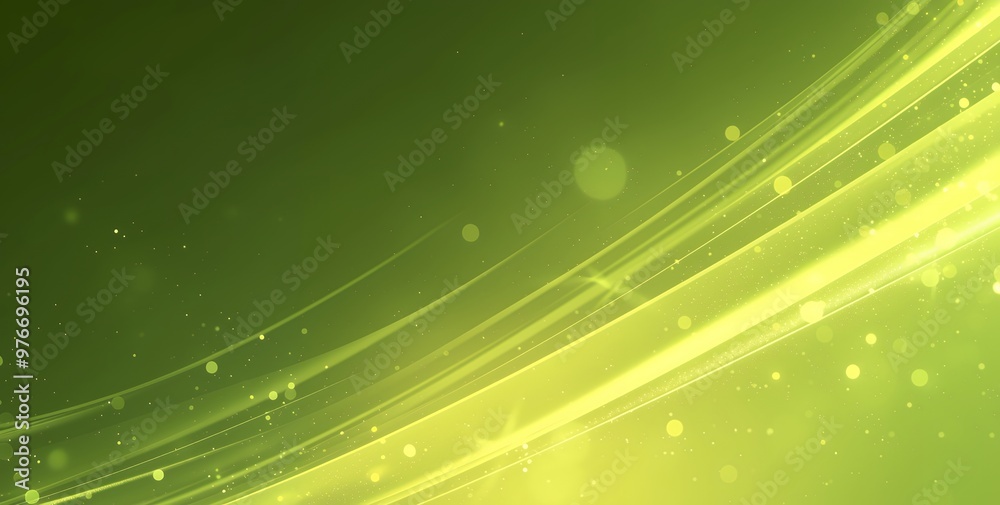 Wall mural abstract green background with glowing lines and bokeh. a vibrant and energetic design.