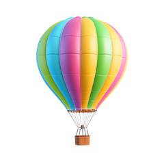 Obraz premium Colorful hot air balloon against a blank background for travel and adventure themes