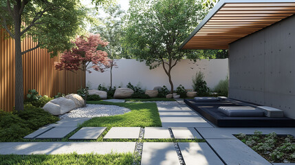 Zen Oasis: Modern Landscape Design Harmonizes Nature and Architecture for Ultimate Tranquility