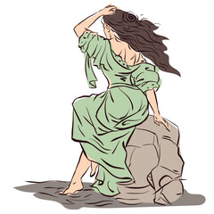 person posing with the wind vector for illustration card decoration