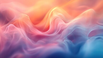 Obraz premium Abstract waves of soft colors blend harmoniously, creating a serene and dreamy atmosphere, perfect for artistic backgrounds.
