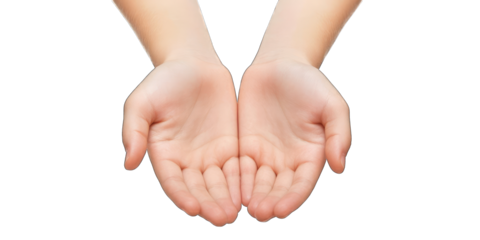 Two hands are open, one of which is slightly larger than the other