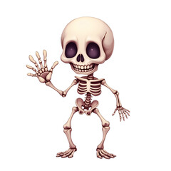 Friendly Cartoon Skeleton Waving Hello with a Smile