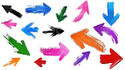 A collection of colorful arrows with different colors and sizes