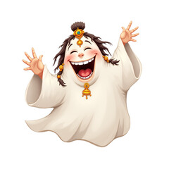 Joyful Cartoon Character with Big Smile and Open Arms