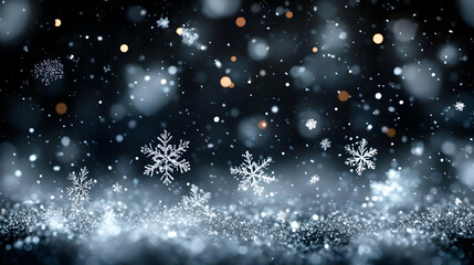Sparkling Snowflakes Dance on a Magical Winter Background with Falling Snow