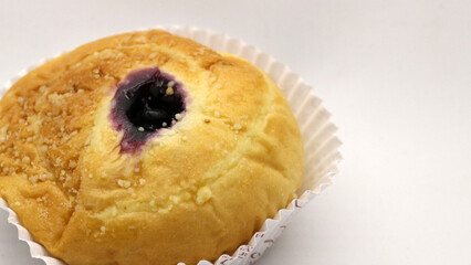 Blueberry flavored bread isolated