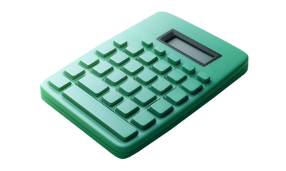 Green Calculator icon isolated on cut out PNG or transparent background. Financial management, budget and earnings business money. Income accounting finance. Math devices calculate.