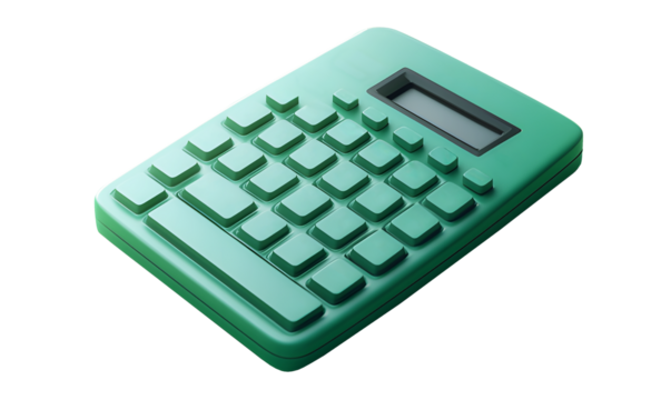 Green Calculator icon isolated on cut out PNG or transparent background. Financial management, budget and earnings business money. Income accounting finance. Math devices calculate.