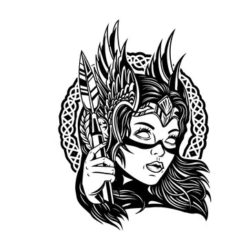 recommend clip art: Valkyrie | Norse God of Wisdom | Viking God | Odin | Viking Warrior | Norse Mythology | Lady Warrior | Seafaring Lady | Original Illustration | Vector and Clipart | Cutfile and Stencil