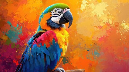 Obraz premium Enchanting Close-Up of Pirate Parrot in Vibrant Abstract Digital Painting