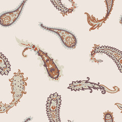 Retro Brown Paisley Seamless Design