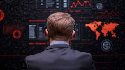 Creative business meeting with holographic displays of charts and futuristic concepts, futuristic business,