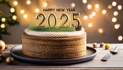 Write Welcome happy new year 2025 on cake 