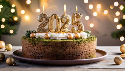 chocolate cake on  Write Welcome happy new year 2025 on cake 