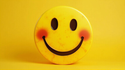A yellow smiley face on a yellow background. world Smile day concept