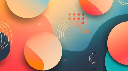 Abstract background with colorful circles, lines and dots.
