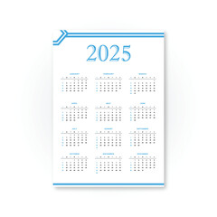 2025 New year Simple calendar template vector illustration