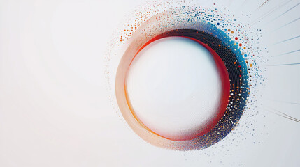 Abstract white background with Colorful circle lines. Digital future technology . Abstract business connection of lines from nodes innovation of communication in the network.