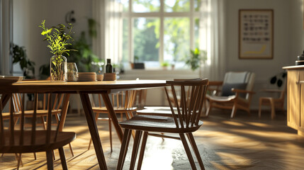 Obraz premium European style roadside dining chairs and tables, cafe view in chocolate brown 3d render