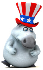 Obraz premium Fun 3D cartoon zebra with an uncle sam hat