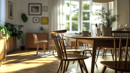 European style roadside dining chairs and tables, cafe view in chocolate brown 3d render