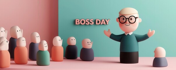 Boss receiving applause at team-building event, appreciation atmosphere, 3D illustration