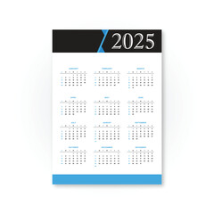 2025 New year Simple calendar template vector illustration
