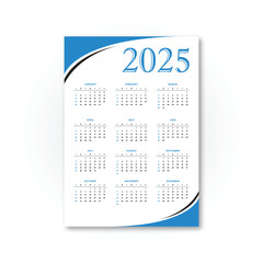 2025 New year Simple calendar template vector illustration