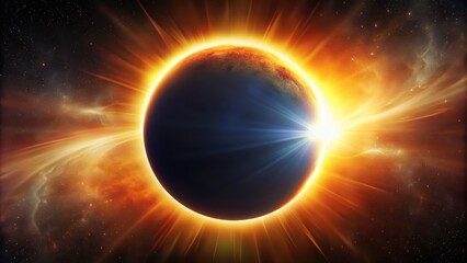Obraz premium Solar Eclipse with Planet in Space