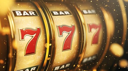 Fototapeta premium Lucky Seven Jackpot: Slot Machine with Golden Coins