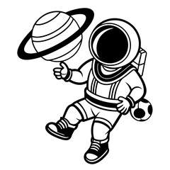 Black-and-White Space Explorer Graphic for Custom Prints