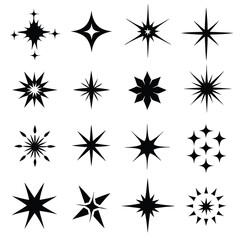 Star collection. Different stars set. Vector illustration