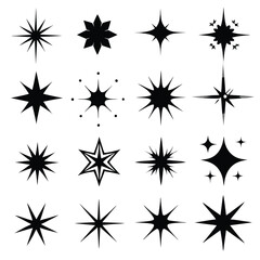 Star collection. Different stars set. Vector illustration